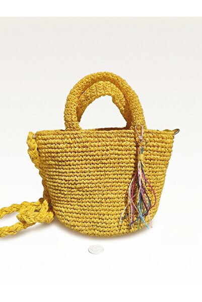 DERYASSHANDMADE Tasarım El Örgüsü Mini Tote Çanta