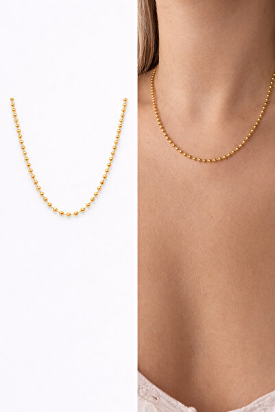 Arsaley Collection Gold Top Detailed Thick Chain 42 cm Women's Necklace