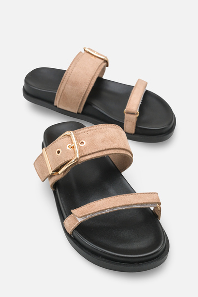 Solo Bag Γυναικείες παντόφλες με λεπτομέρεια από βιζόν και σουέντ, με διπλό λ...