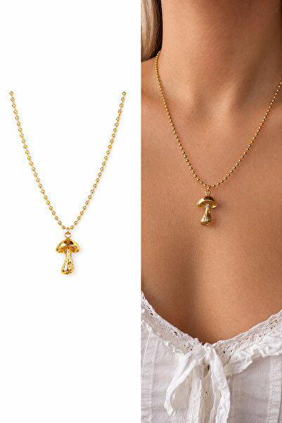 Arsaley Collection قلادة نسائية بسلسلة ذهبية سميكة بتفاصيل مزخرفة على شكل فطر...