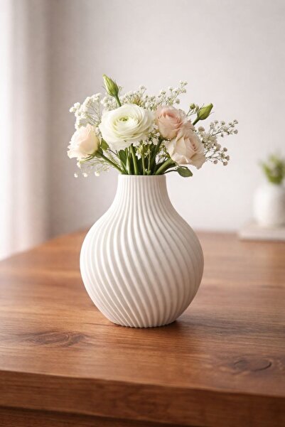 novaPrint Decorative Vase – Modern Minimalist Ribbed Design Stylish Home Decor