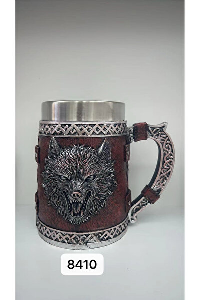 Livenda Large Size Wolf Motif Steel Mug Cup Code 8410