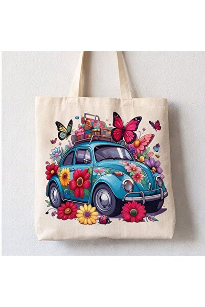 KADOREX DESIGN Vintage Car Printed Cloth Bag – Floral & Aesthetic Design