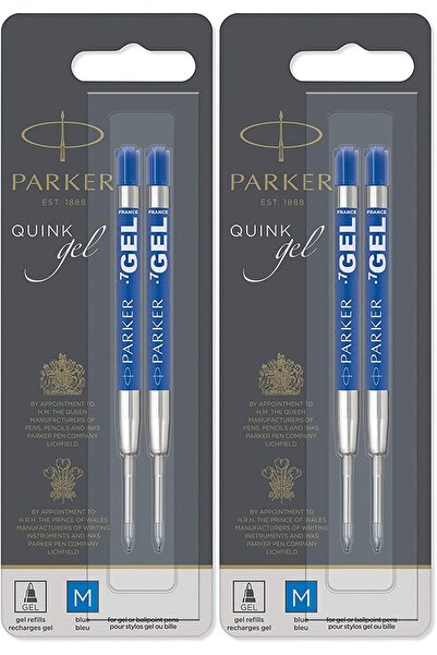 Parker عبوات حبر جل لقلم كوينك، رأس متوسط، حبر أزرق، 4 عبوات (30526PP-2PK)