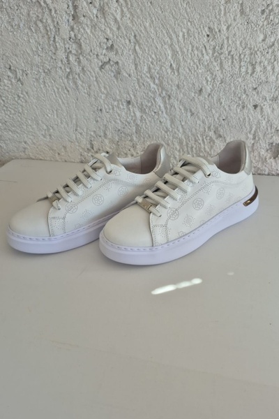 Mammamia D26YA-7065-B Hakiki Deri Bağcıklı Düz Taban Kadın Sneaker