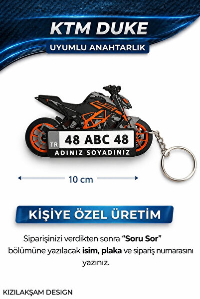 KIZILAKSAM KTM Duke Motosiklet Uyumlu Kişiye Özel Hediyelik Motor Plaka Anaht...