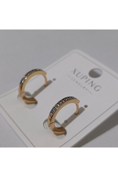 Zennemor Xuping Good Quality Stainless Steel Antiallergic Waterway Zircon Stone Thin Hoop Earrings