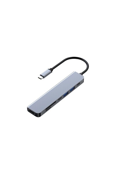 Hobibahçem FA-7684C TYPE-C- 7 في 1 USB-C+HDMI+SD/TF+USB3.0+PD+USB-C