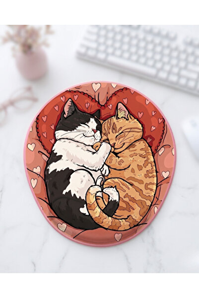 matizya Aşık Kedicikler Tasarımlı Sevimli Bilek Destekli Mousepad – Tatlı Mas...