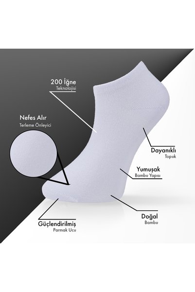 Lion Monroe Pure Bamboo Women's Booties Flat Short Socks White Seamless Premium Boxed 6-Piece L5952Aznp Softaura
