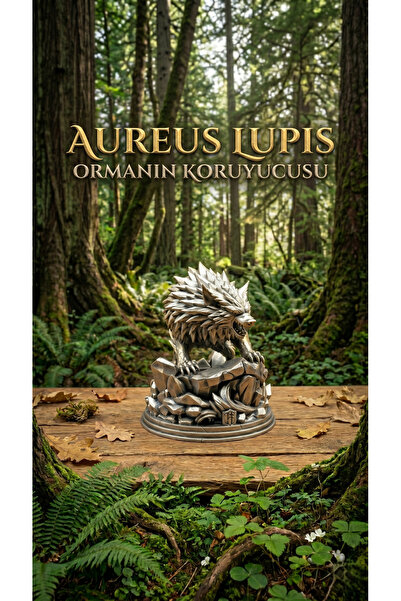 uAmor Aureus Lupis Kurt Heykeli - 16.6 cm Premium Dekoratif Büst (Altın / Güm...