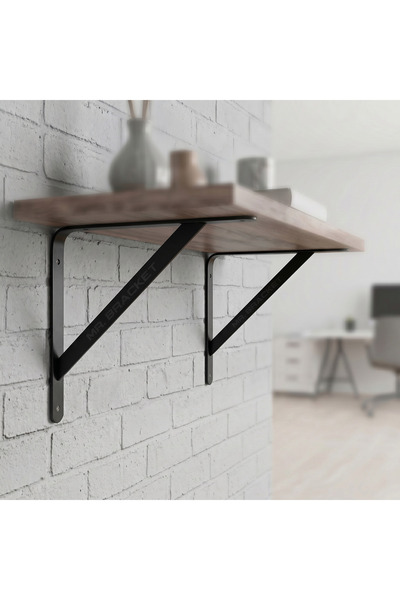 MR.BRACKET 15x15cm Orta Yük 2 ad. Siyah Modern Raf Altı Tutucu Ayak - Metal L...