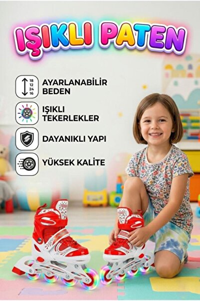 Tıfıl Toys Işıklı Silikon Tekerli Ayarlanabilir S 30-33 Bedenli Çocuk Pateni ...