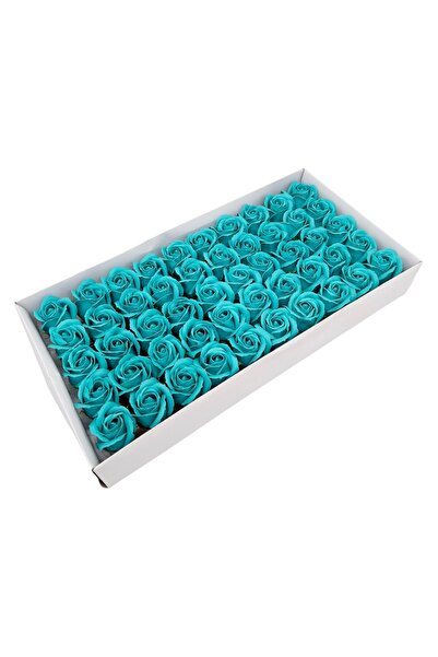 AFO Set of 50 scented soap roses, real touch, Turquoise