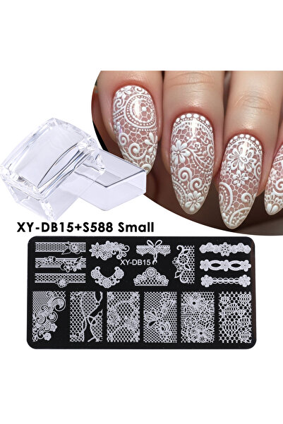 Choice XY-DB15 S588 لوحة طباعة أظافر صغيرة بتصميم زهور دانتيل الزفاف، صورة أن...