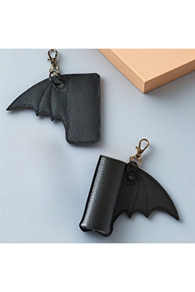 Choice 1pc black 1PC Bat Lip Balm Holder Keychain PU Leather Wing Design Punk...