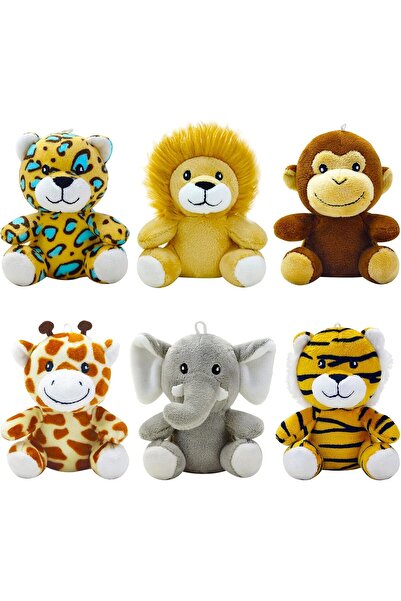Arabest 6-Piece Mini Jungle Stuffed Animal Plush Set,5-Inch Lion,Monkey,Eleph...