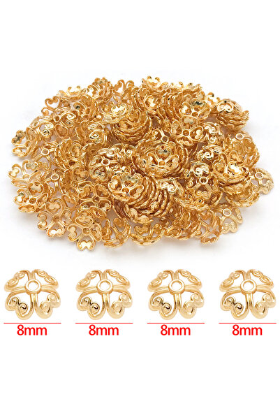 choice2 8mm Color 2 20pcs 18K Real Gold Plated Brass Flower Beads Caps, Hollo...