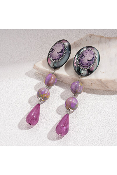 Choice style 1 Exaggerated Portrait Resin Dangle Earrings Mediaeval Retro Smu...