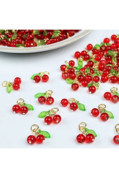 Choice 10pcs 10pcs Red Cherry Charms Cute Glass Red Fruit Pendants with Loop ...