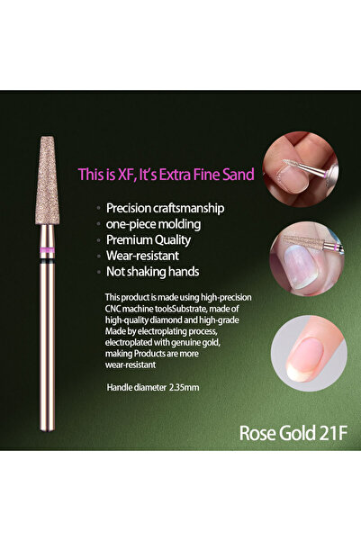Choice5 Rose Gold 21F 1Pcs High Quality Rose Gold Diamond Nail Drill Bit For ...