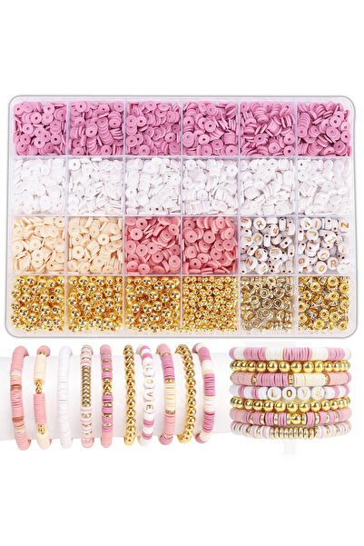 choice2 Pink Plate 1900+PCS DIY Clay Beads Bracelet Making Kit - Friendship J...