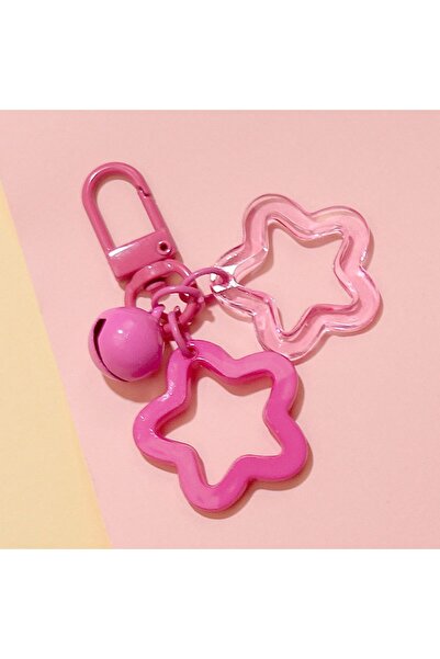 Choice4 Rose Red 1pcs Five-pointed Star Bell Pendant Keychain Elegant Candy C...