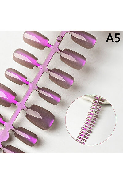 Choice1 A5 30Pcs Nails Handmade Gradient Cat's Eye Press On Fake Nails Medium...