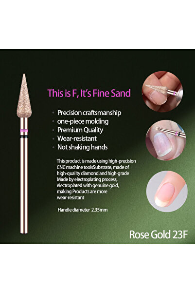 Choice6 Rose Gold 23F 1Pcs High Quality Rose Gold Diamond Nail Drill Bit For ...