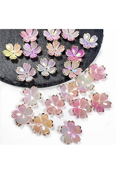 Choice5 Electroplated pink 50pcs/lot 19mm Acrylic Cherry Blossoms Flower Bead...