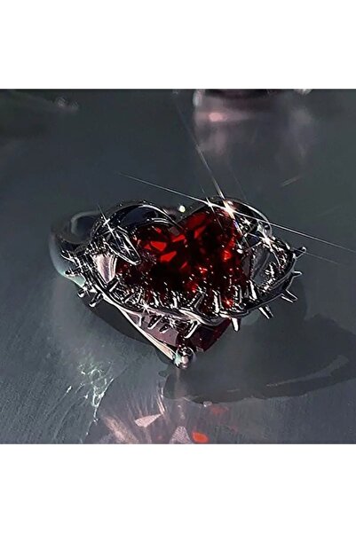 Choice 01 Y2K Women's Rings Kpop Red Crystal Heart Irregular Adjustable Ring ...