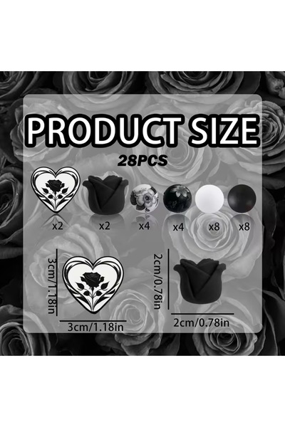 Choice3 28PCS-set 3 25/28PCS Black and White Heart-Shaped Silicone Bead Set, ...