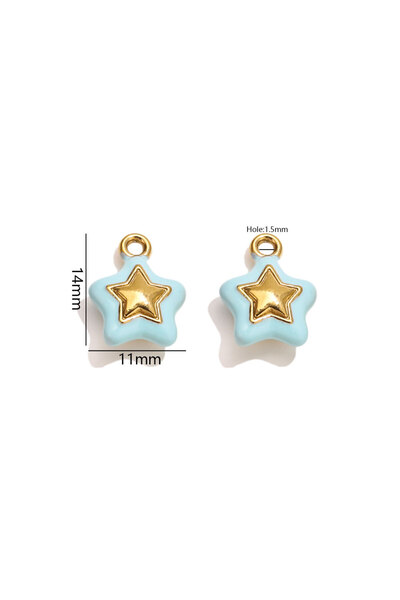 Choice4 Z3219G2 2pcs Stainless Steel Enamel Star Charms For Jewelry Making Go...