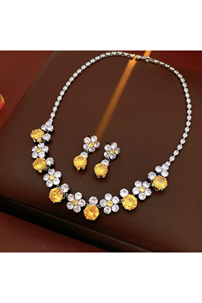Choice3 2 Pcs set3 2 Pcs Elegant Zircon Flower Pendant Necklaes for Women Geo...