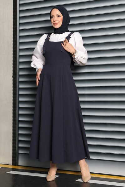 TOFİSA Σαλοπέτα Gabardin με τιράντες σε Σκούρο Μπλε - 27832-ΣΚΟΥΡΟ ΜΠΛΕ