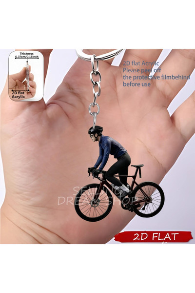 Choice 1 Cyclist-Q0010 Cyclist 2D Flat Acrylic Pendant Bike Keychain Cycling ...