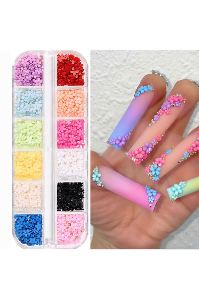Choice6 PH252 12/15Grids 3D Five-petal Flower Nail Art Decorations with Cavia...