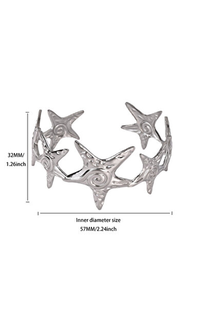 Choice 2 Punk Starfish Bracelet Bangle For Women Stainless Steel Silver Color...