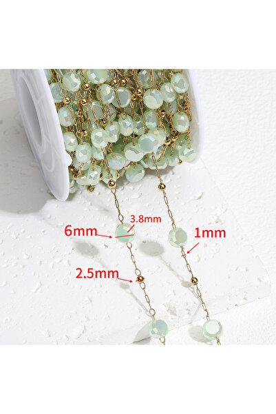 Choice1 1meter Gold Color-Green 1meter Stainless Steel Stone Chain for Neckla...