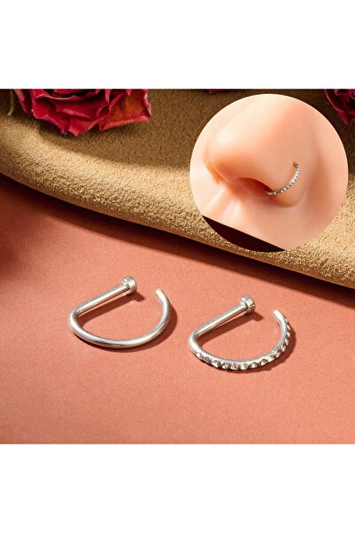 choice2 حلقات وأقراط أنف هندسية الشكل 18G 1.0x10mm، قطعتان - مجموعة حلقات أنف...