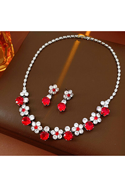 Choice1 2 Pcs set1 2 Pcs Elegant Zircon Flower Pendant Necklaes for Women Geo...