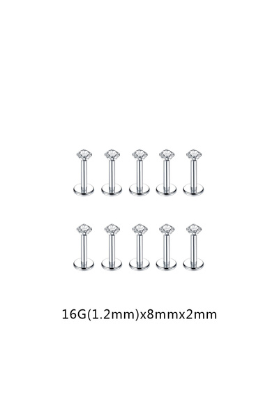 Choice1 Round body Labret, Lip Piercing Jewelry 16G(1.2mm)X8mmX2mm 10Pcs/lot ...