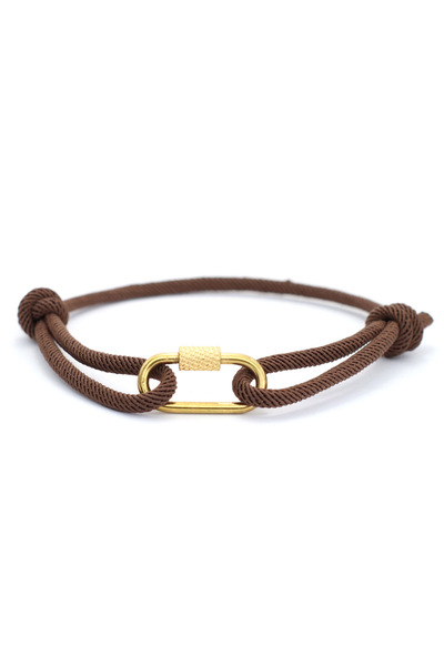Choice3 Brown Handmade Rope Chain Men Bracelet Detachable Gold Mountaineering...