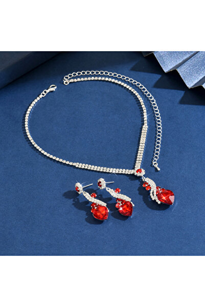 choice2 80866203 Ladies' fashionable peach heart design necklace earrings jew...