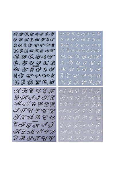 Choice SWA205 138 4pcs 4pcs Gothic Letter Nail Sticker Y2K Cool Design Black ...