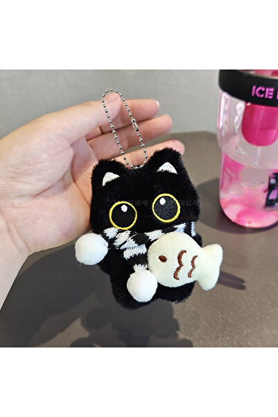 Choice1 black 2 1Pcs Cool Plush Black White Cat Doll Toy Keychain Bag Pendant...