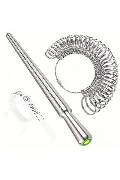 Choice Round US Set 3pcs Stainless Steel Ring Sizer Mandrel Kit with Measurin...