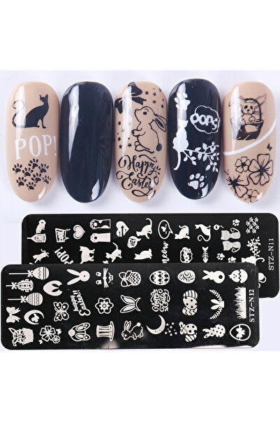 Choice STZ-N11-12 Cute Easter Nail Stamping Plates Cartoon Rabbit Bunny Ear E...