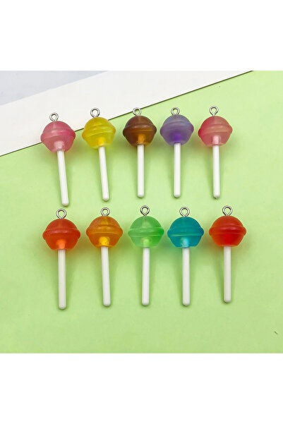 Choice8 Mix-10pcs 10pcs 16*42mm Colorful Lollipop Charms Resin 3D Candy Penda...
