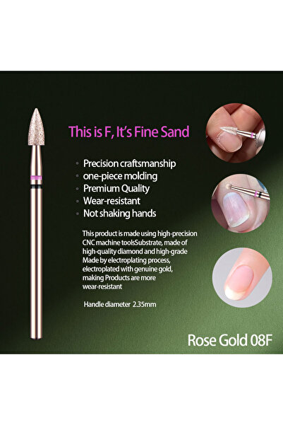 Choice3 Rose Gold 08F 1Pcs High Quality Rose Gold Diamond Nail Drill Bit For ...